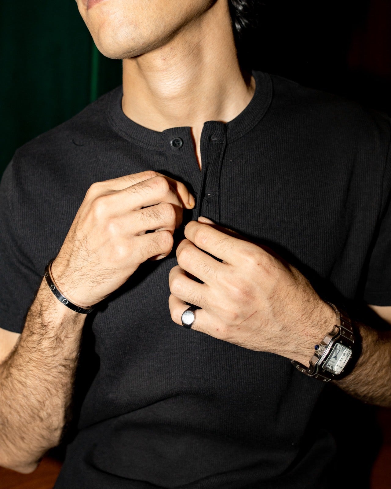 Short Sleeve Black Henley shirt