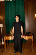 Short Sleeve Black Henley shirt